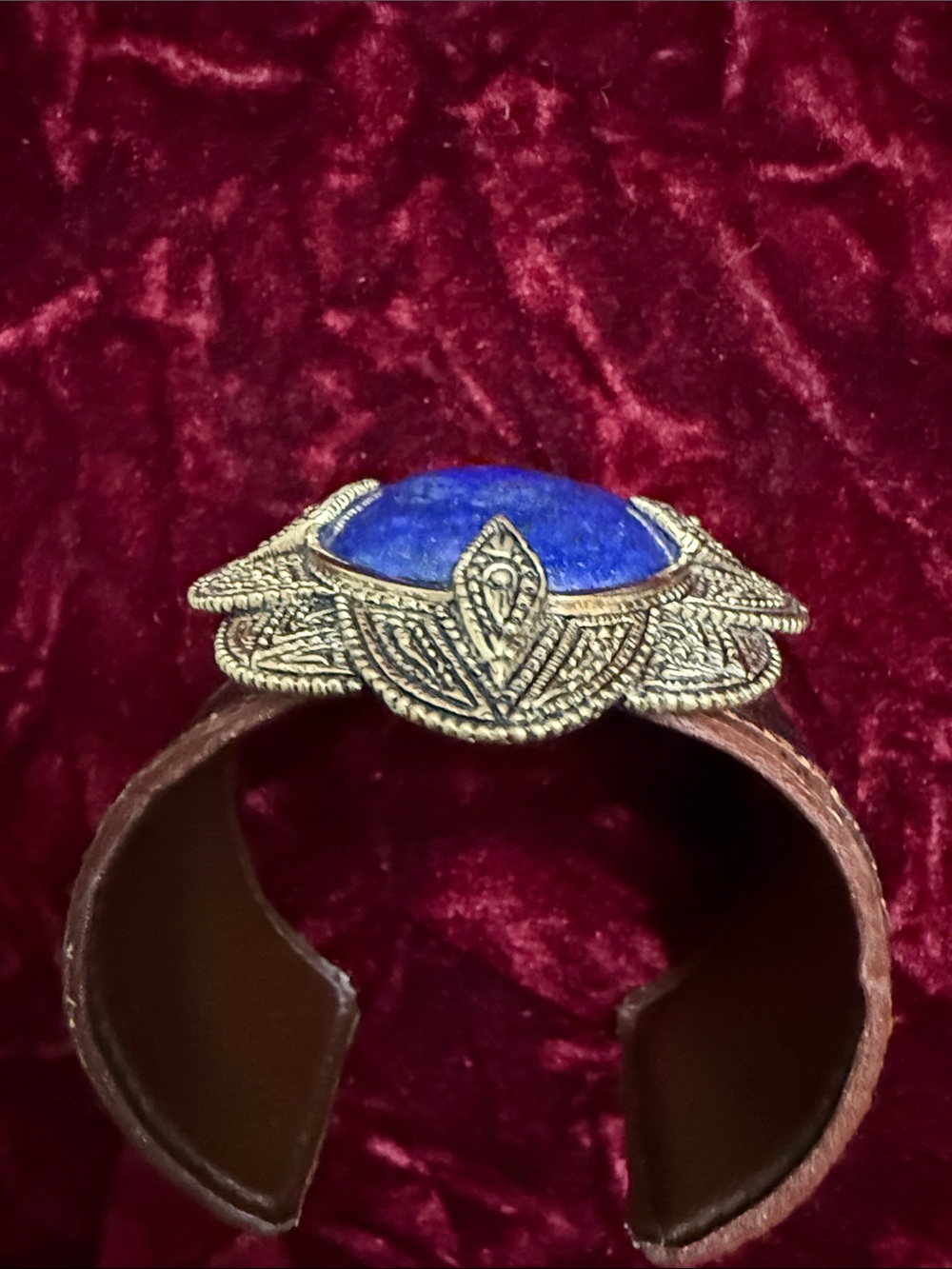 Studio Barse Leather Cuff with Lapis Stone